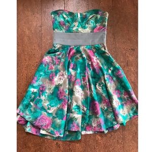 Elizabeth and James - Silk Floral Strapless Dress